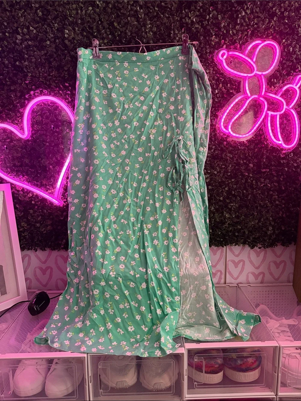 Floral Maxi Skirt - Mint Green (NEW NO TAGS)
